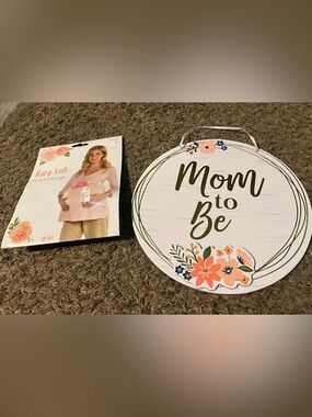 🆕 Baby Shower-Pink Satin Mom to Be Sash & Sign